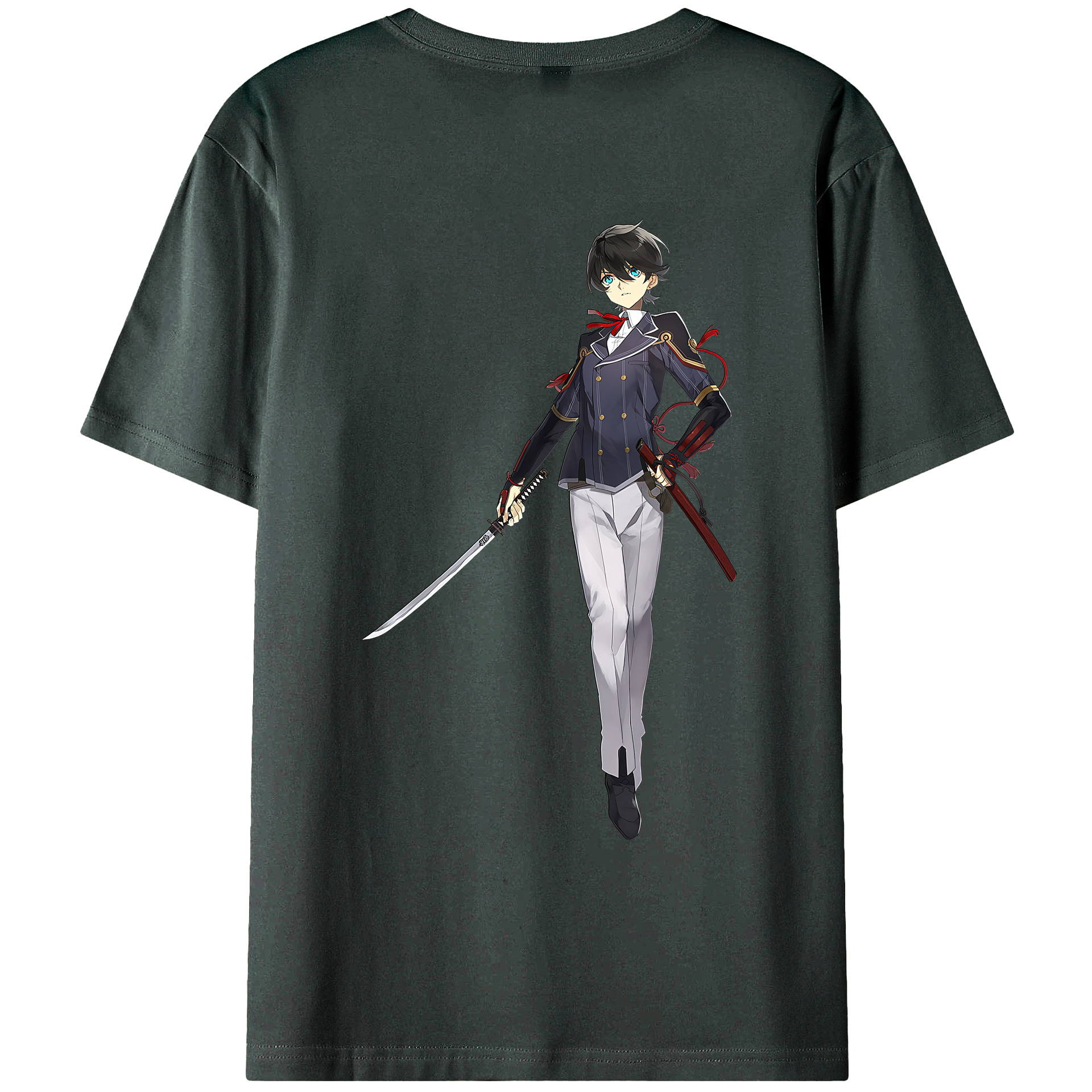 （画像用） 刀剣乱舞 Touken Ranbu 綿100％ メンズ半袖Tシャツ（バックプリント） 通気性